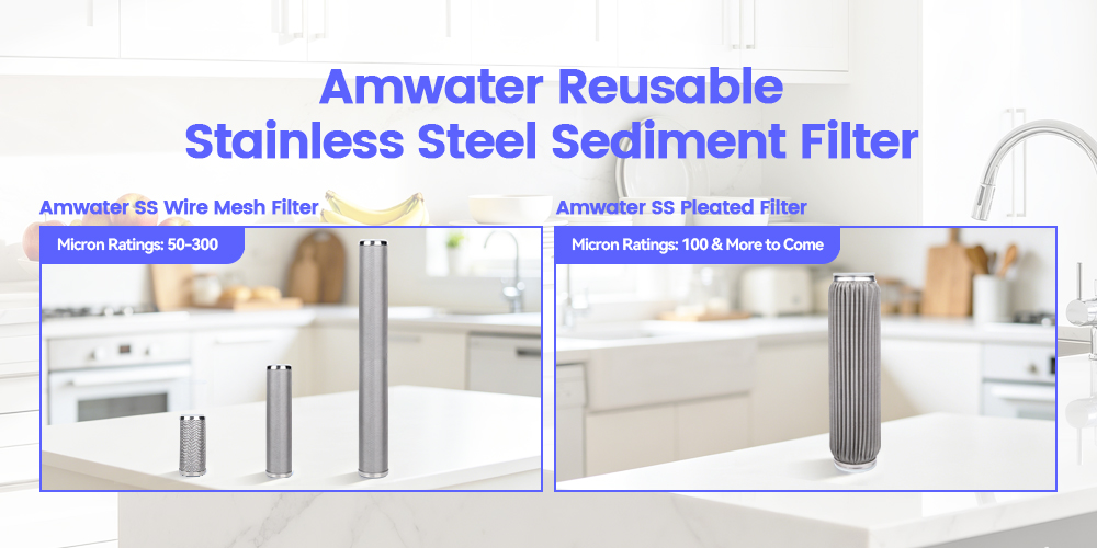 amwater reusable stainless steel sediment filter