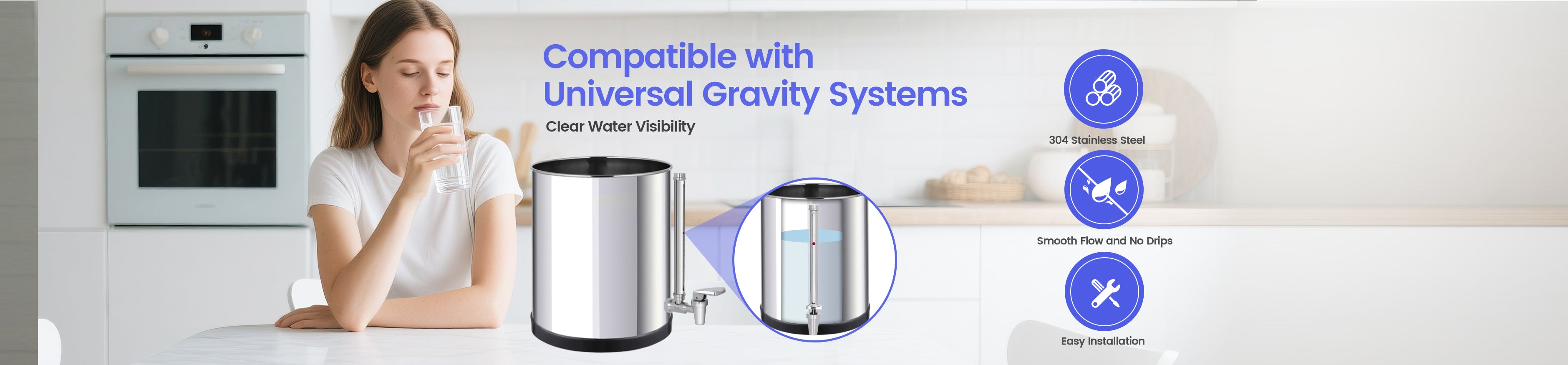Person drinking from a water bottle with a Universal Gravity Systems product in the foreground