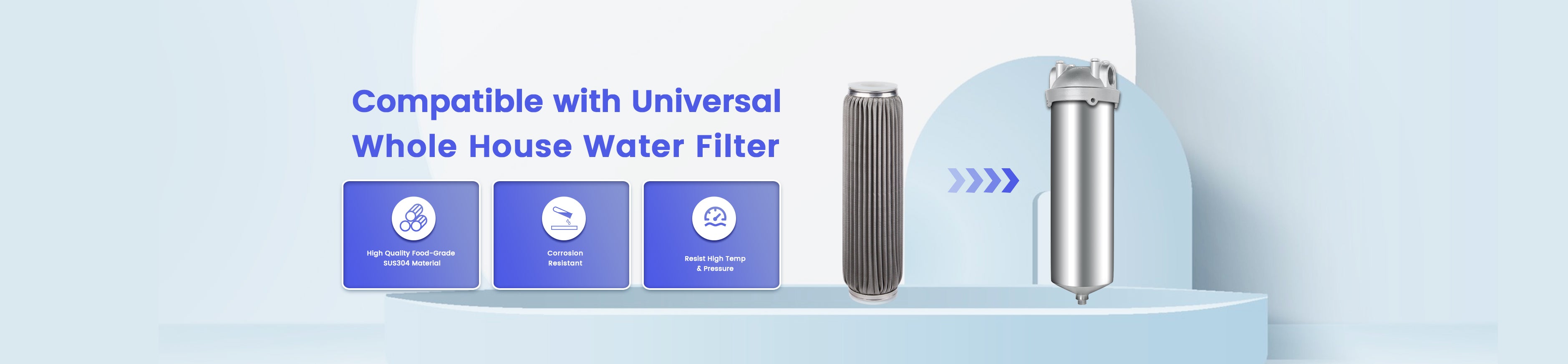 Amwter pleated sediment filter cartridges that are compatible with universal whole house filters.