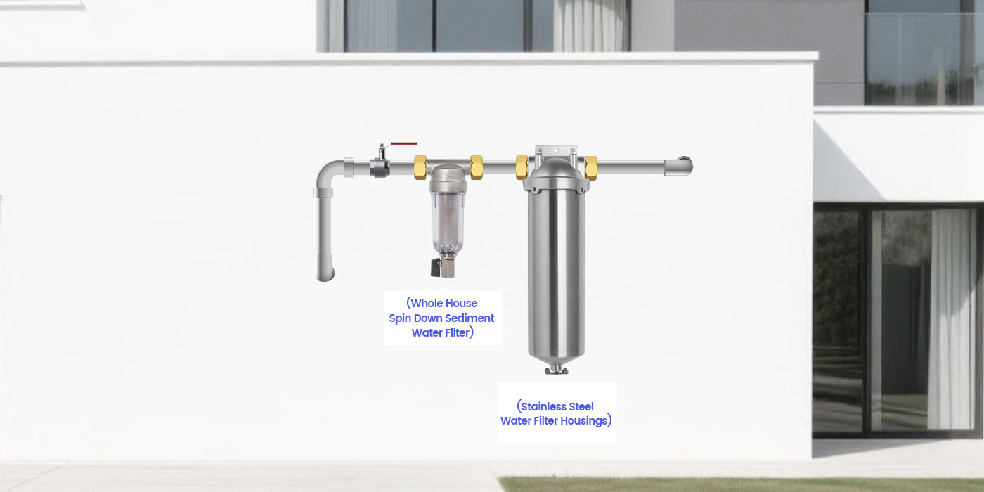 Amwater pre-filtration water filters on wall