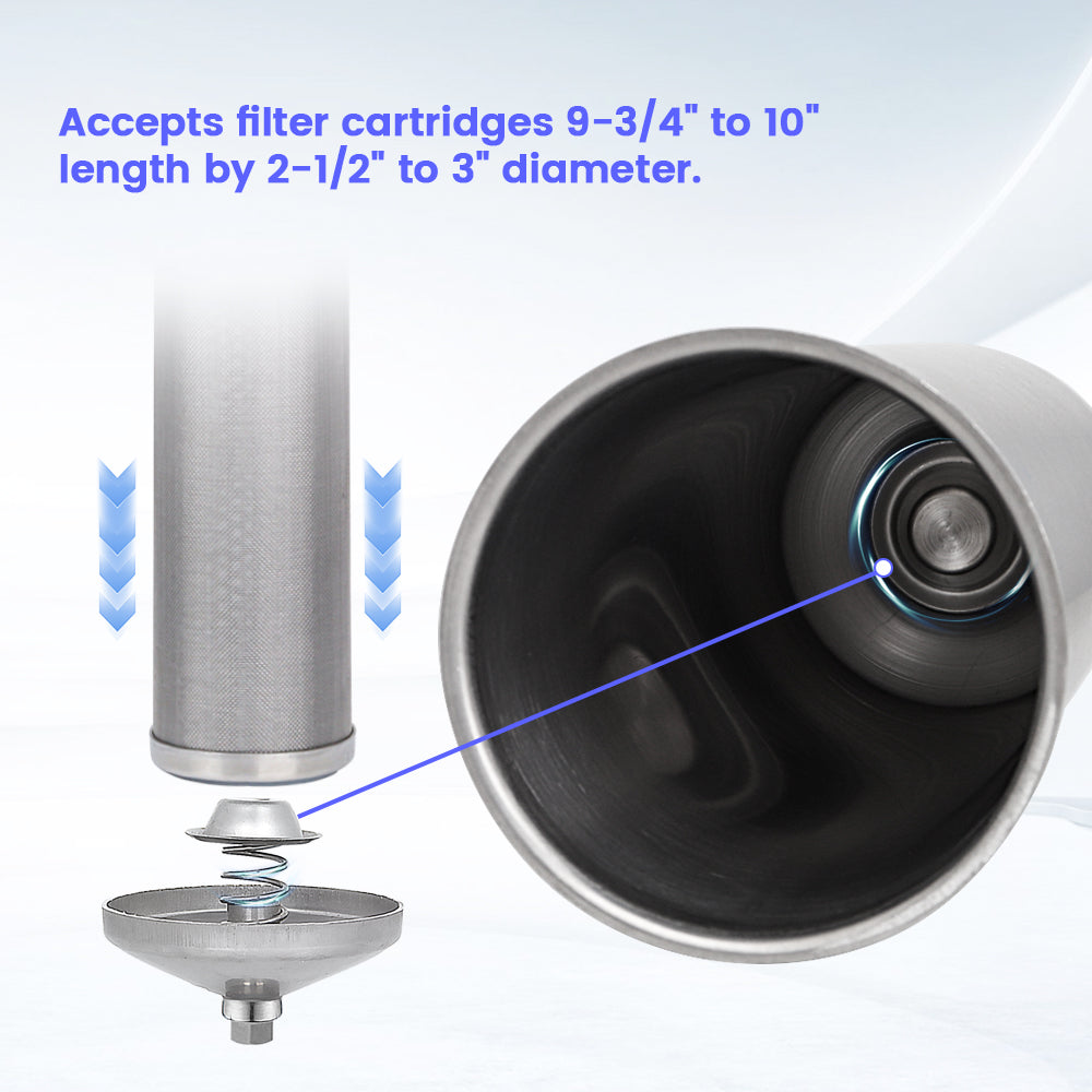 Amwater stainless steel whole house filter with spring design