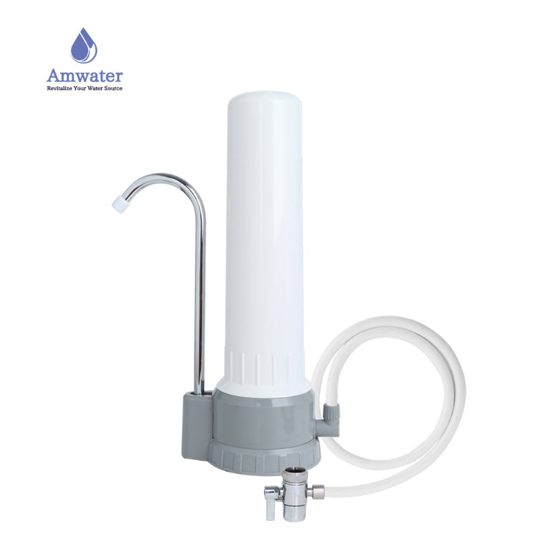 Amwater kitchen faucet water filter with white background