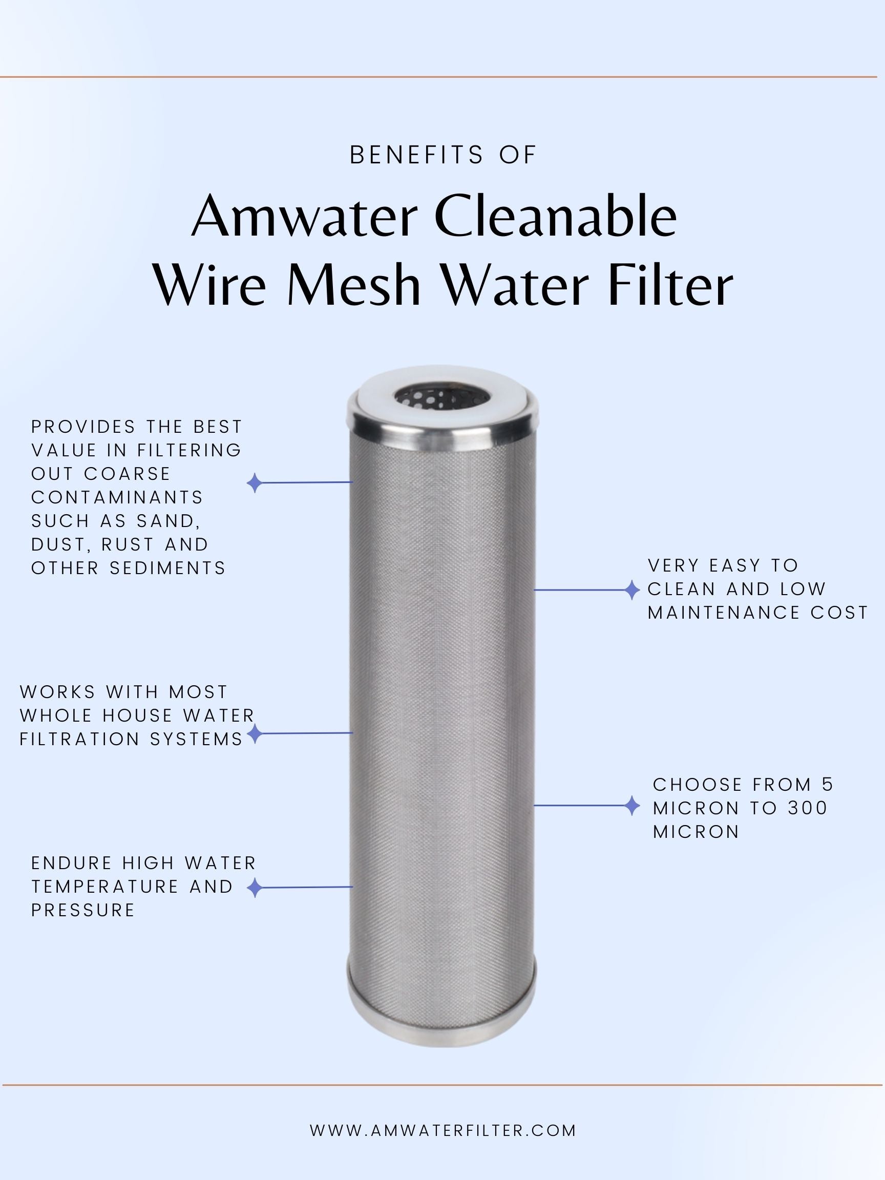 Benefits of Amwater Cleanable Wire Mesh Water Filter for Whole House Water Filtration System