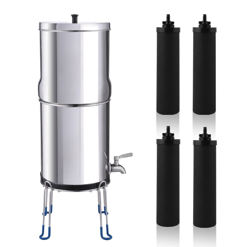 Amwater gravity filter with 4 carbon filters