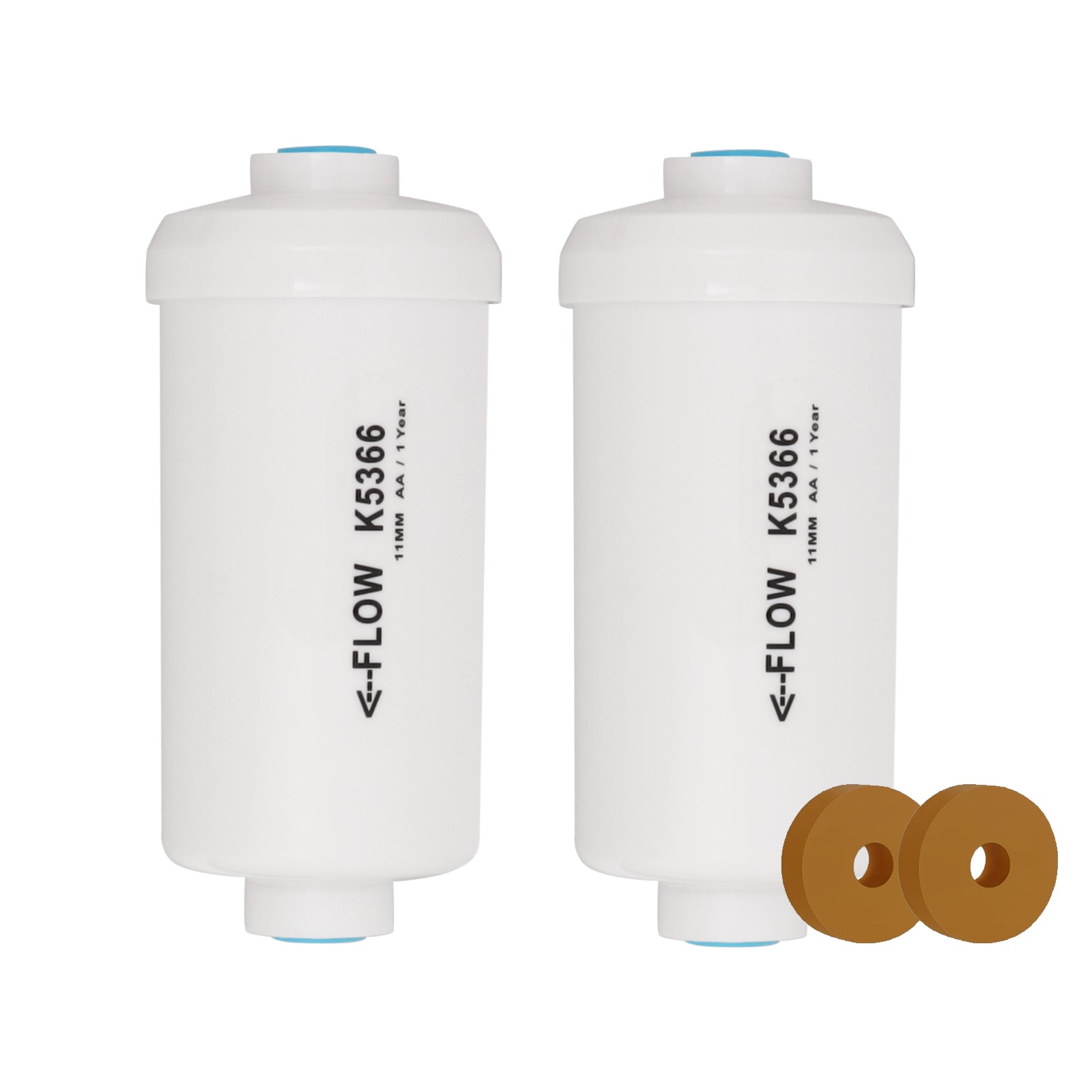 Two Amwater fluoride filter on a white background